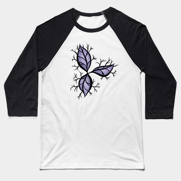 Gothic plant abstract art purple blue and black Baseball T-Shirt by Boriana Giormova